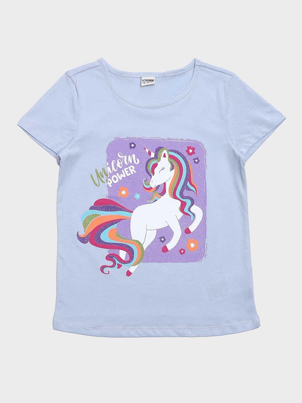 Crew Neck Printed Short Sleeve Girls' T-Shirt
