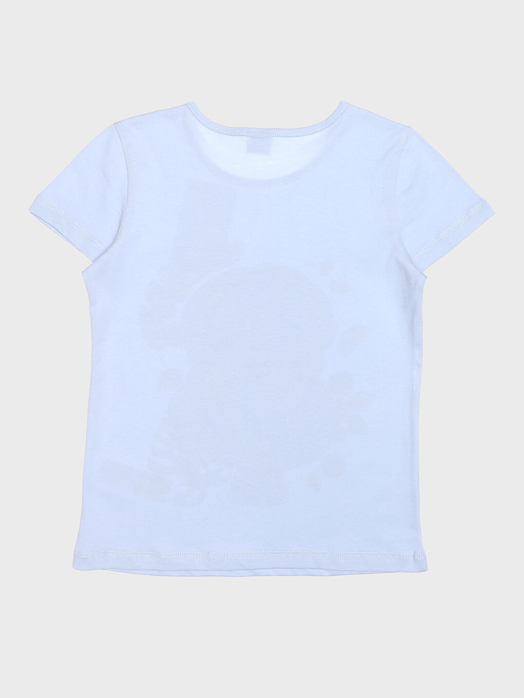 تيشيرت للبنات بياقة دائرية مطبوع كم قصير-1