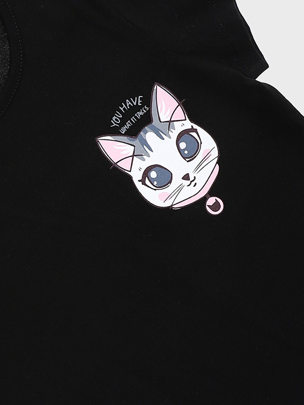 تيشيرت للبنات بياقة دائرية مطبوع كم قصير-2