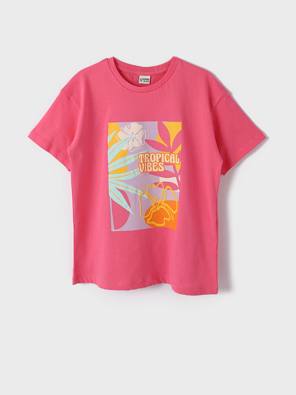 Crew Neck Printed Short Sleeve Girls' T-Shirt