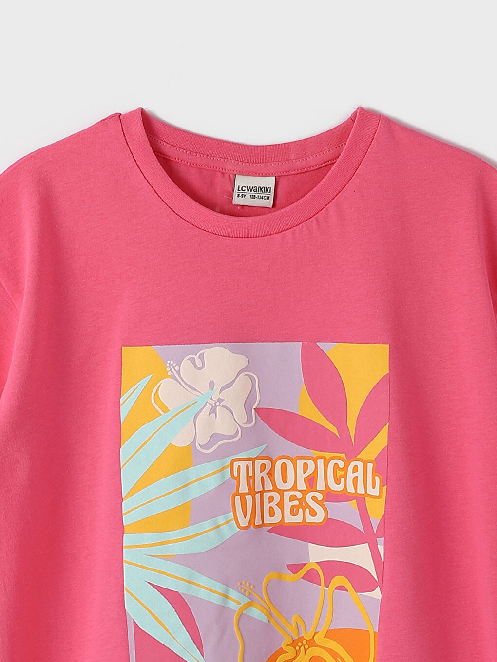 Crew Neck Printed Short Sleeve Girls' T-Shirt-2