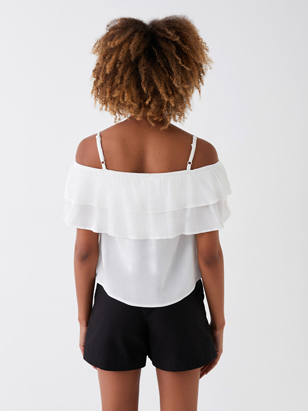 Ekru Kadın Kayık Yaka Düz Bluz-4