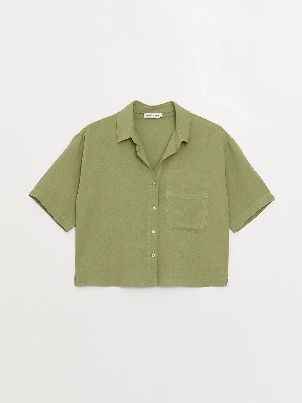 Plain Short Sleeve Poplin Women's Shirt-5