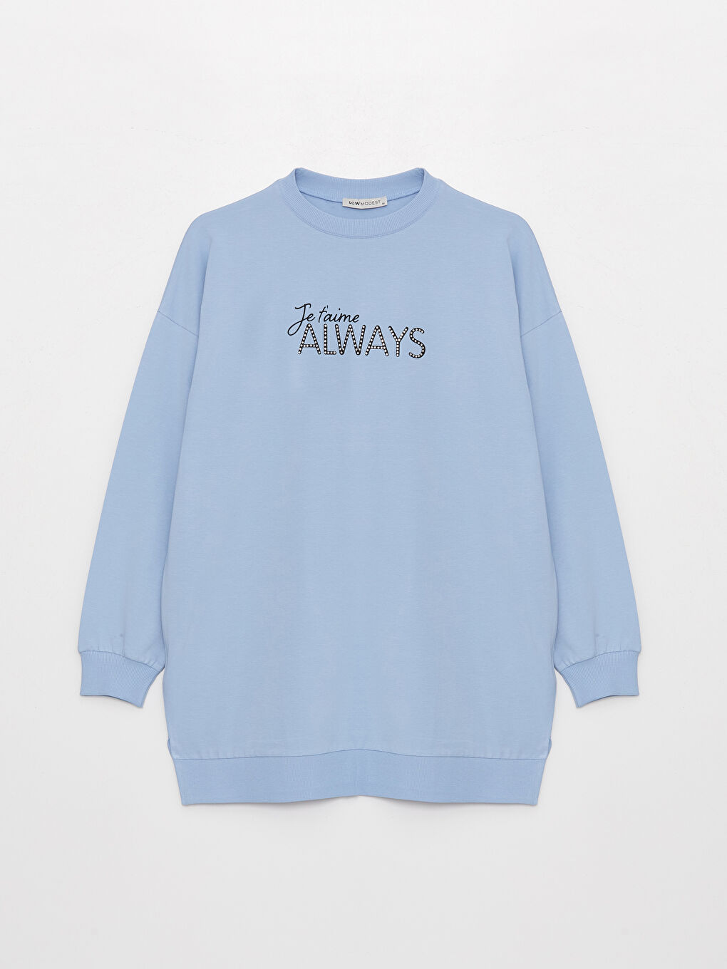 Mavi Bisiklet Yaka Baskılı Uzun Kollu Oversize Kadın Sweatshirt Tunik-5