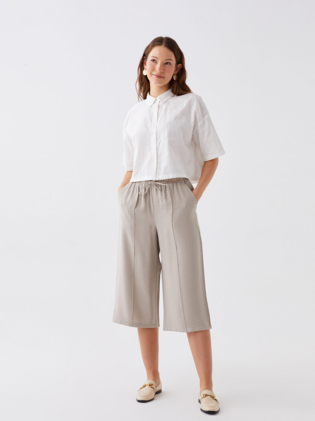 Elastic Waist Comfortable Fit Women's Capri -S3KE91Z8-GD0