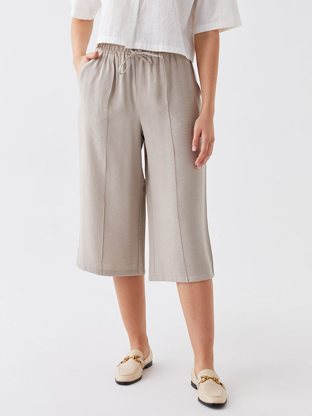 Elastic Waist Comfortable Fit Women's Capri -S3KE91Z8-GD0