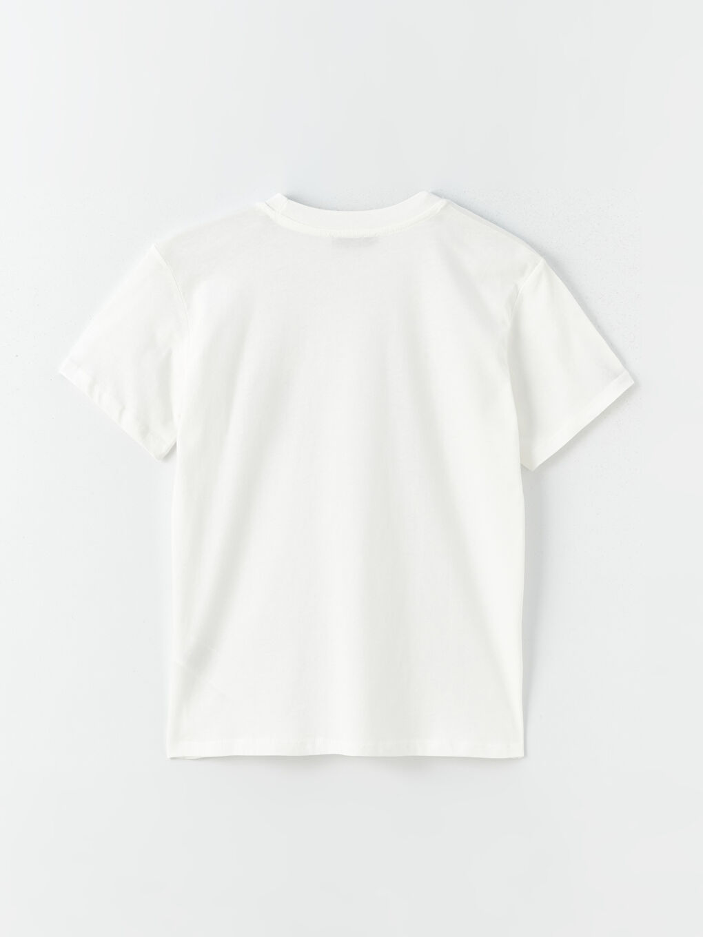 Ekru Bisiklet Yaka Baskılı Kısa Kollu Kadın Tişört-5