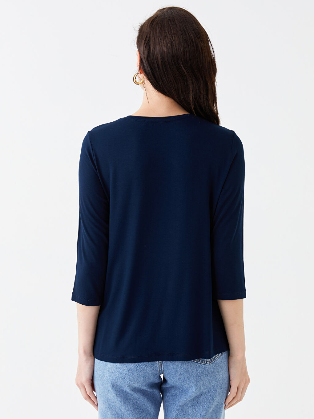 Crew Neck Printed Long Sleeve Women's Blouse-3