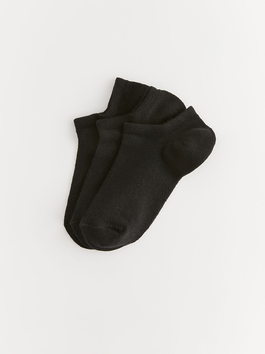 Siyah Kadın Düz Patik Çorap 3'lü-1
