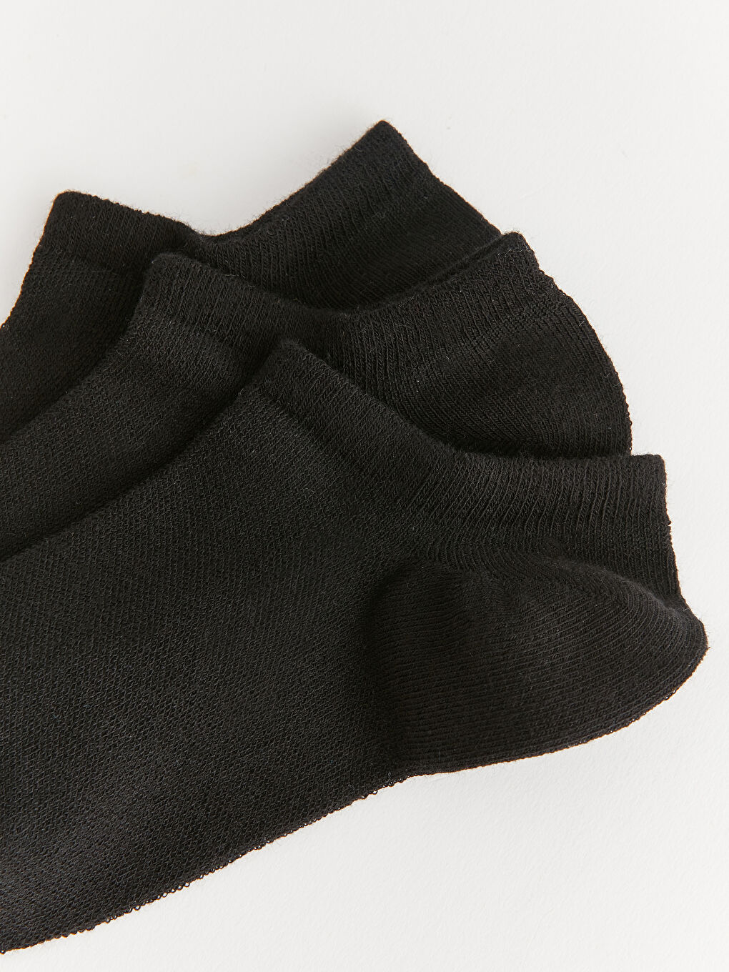 Siyah Kadın Düz Patik Çorap 3'lü-2
