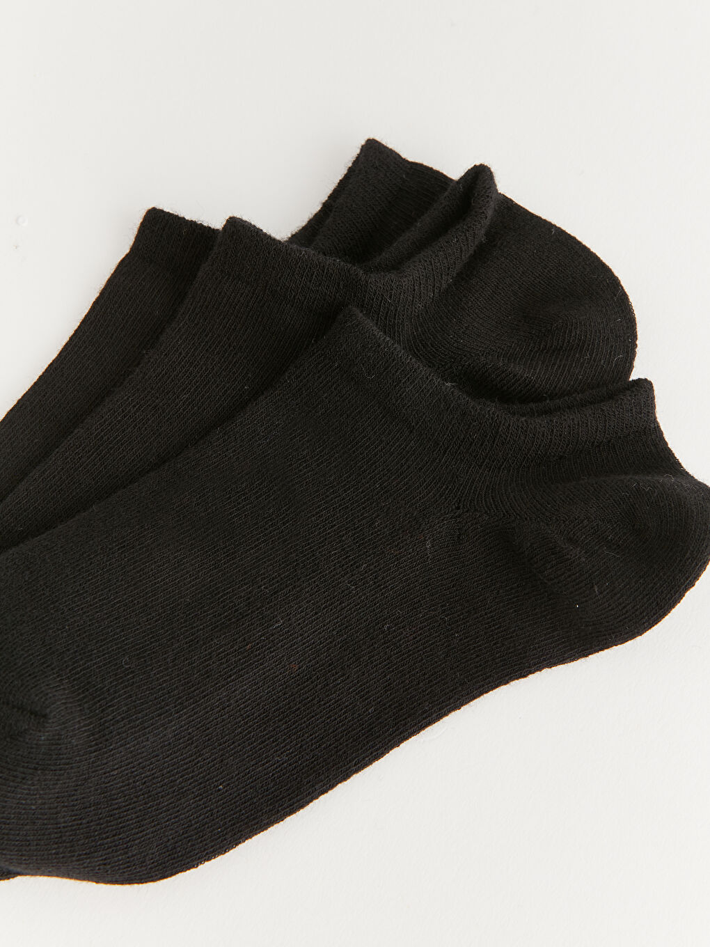 Siyah Kadın Düz Patik Çorap 3'lü-2