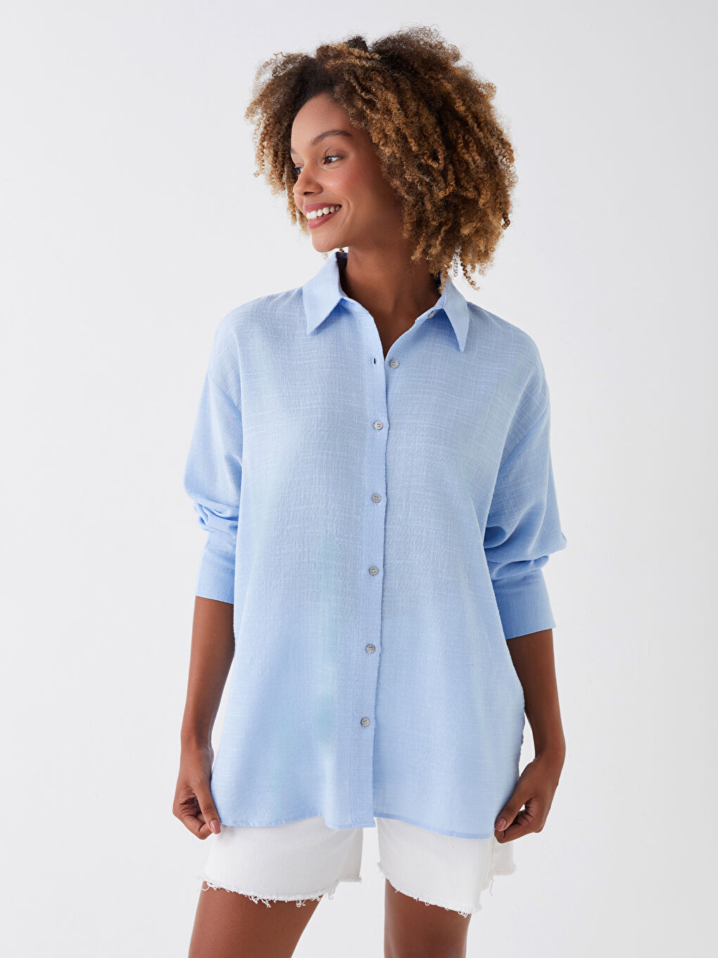 Plain Long Sleeve Oversize Women's Shirt