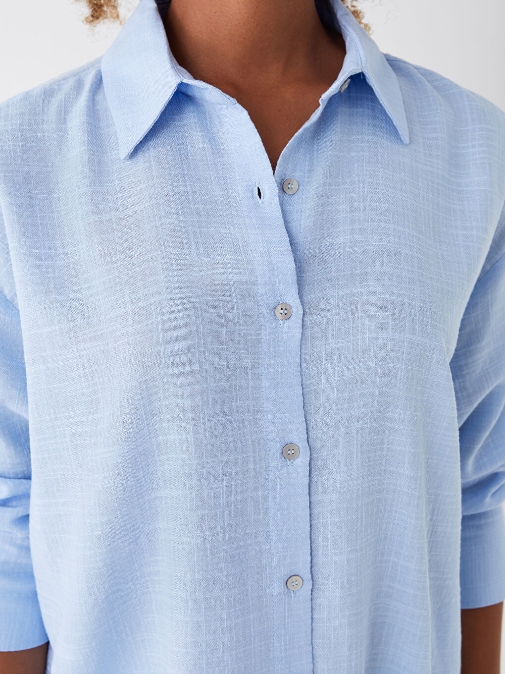 Plain Long Sleeve Oversize Women's Shirt-3