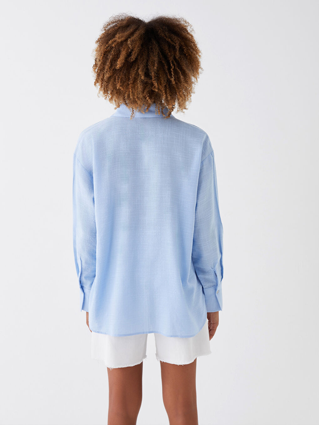 Plain Long Sleeve Oversize Women's Shirt-4
