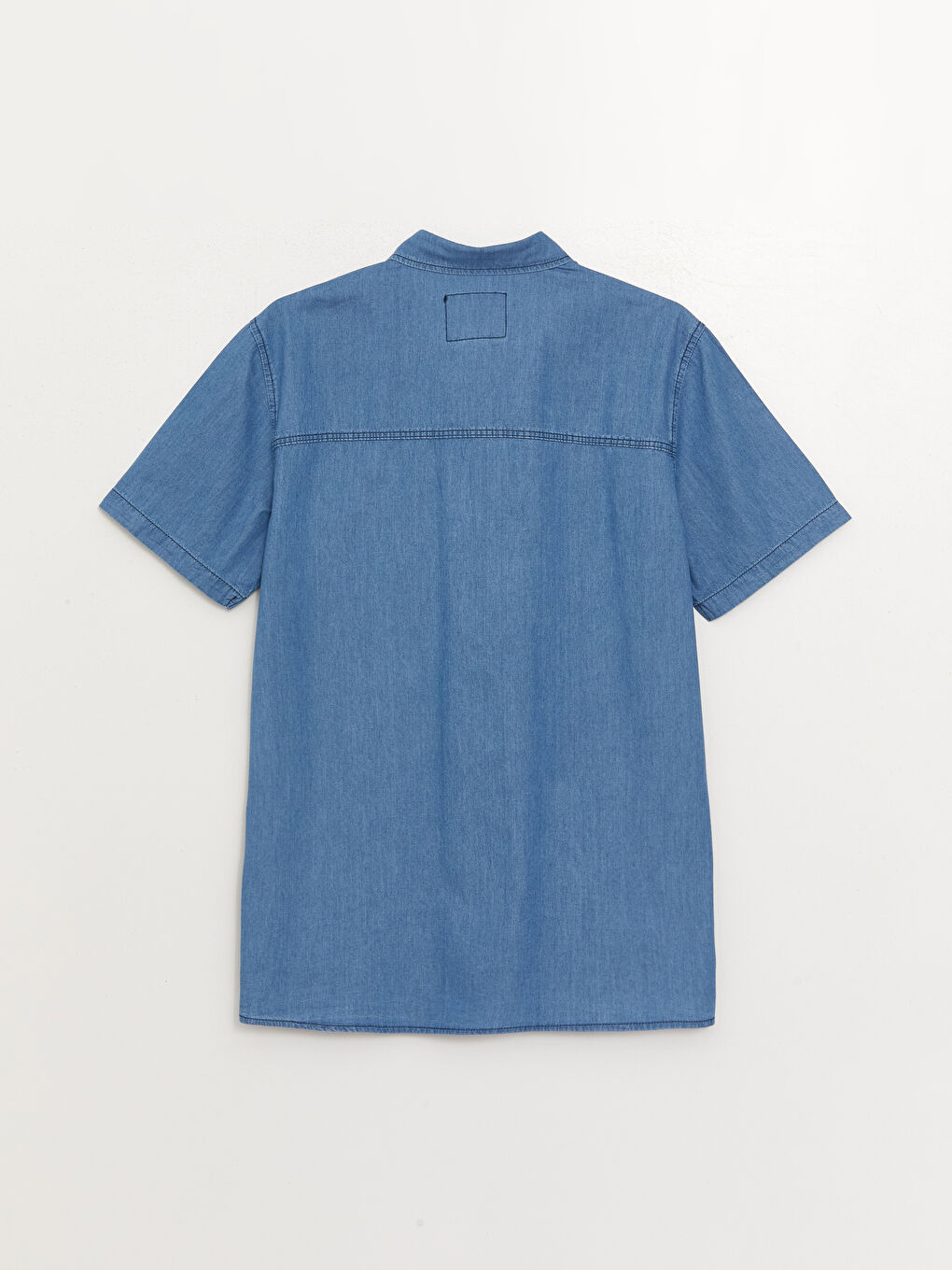 İndigo Regular Fit Kısa Kollu Erkek Jean Gömlek-6