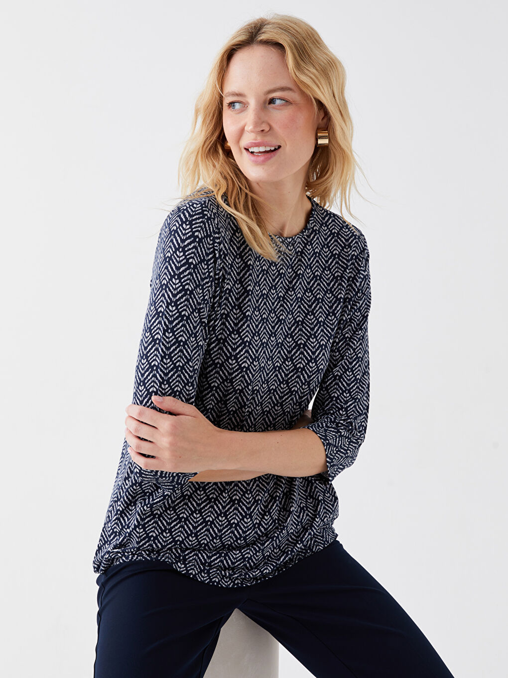 Crew Neck Patterned T-Shirt