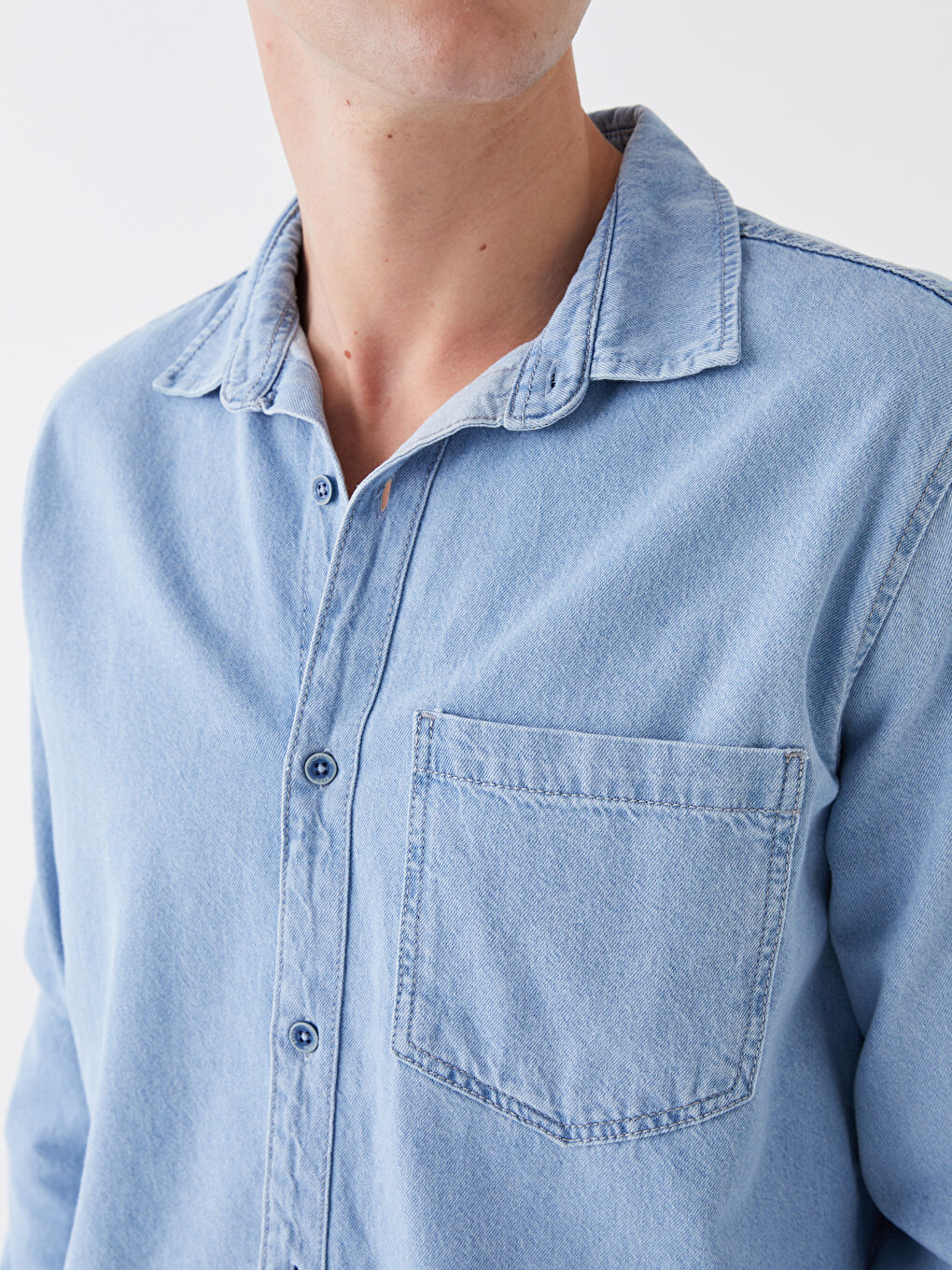 Comfortable Fit Long Sleeve Men's Jean Shirt -S3KF80Z8-311