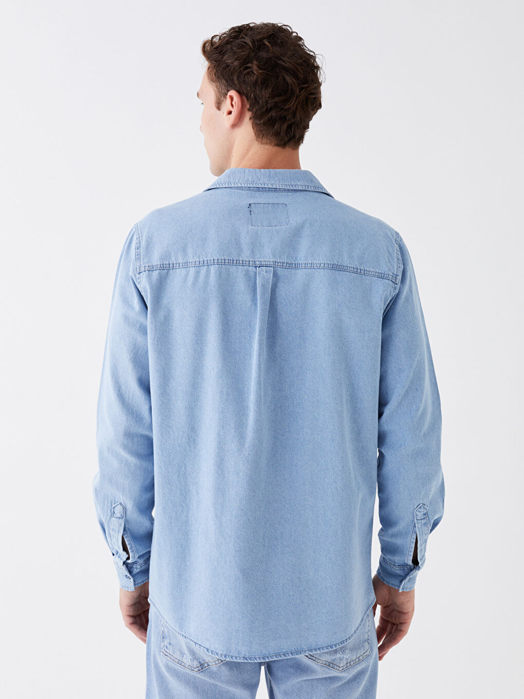 Comfortable Fit Long Sleeve Men's Jean Shirt -S3KF80Z8-311