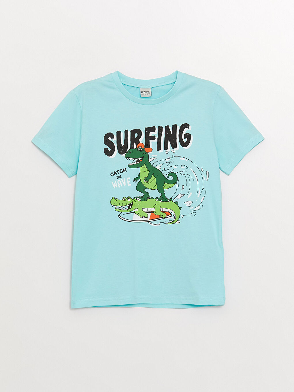 Turkuaz Bisiklet Yaka Baskılı Kısa Kollu Erkek Çocuk Tişört-3