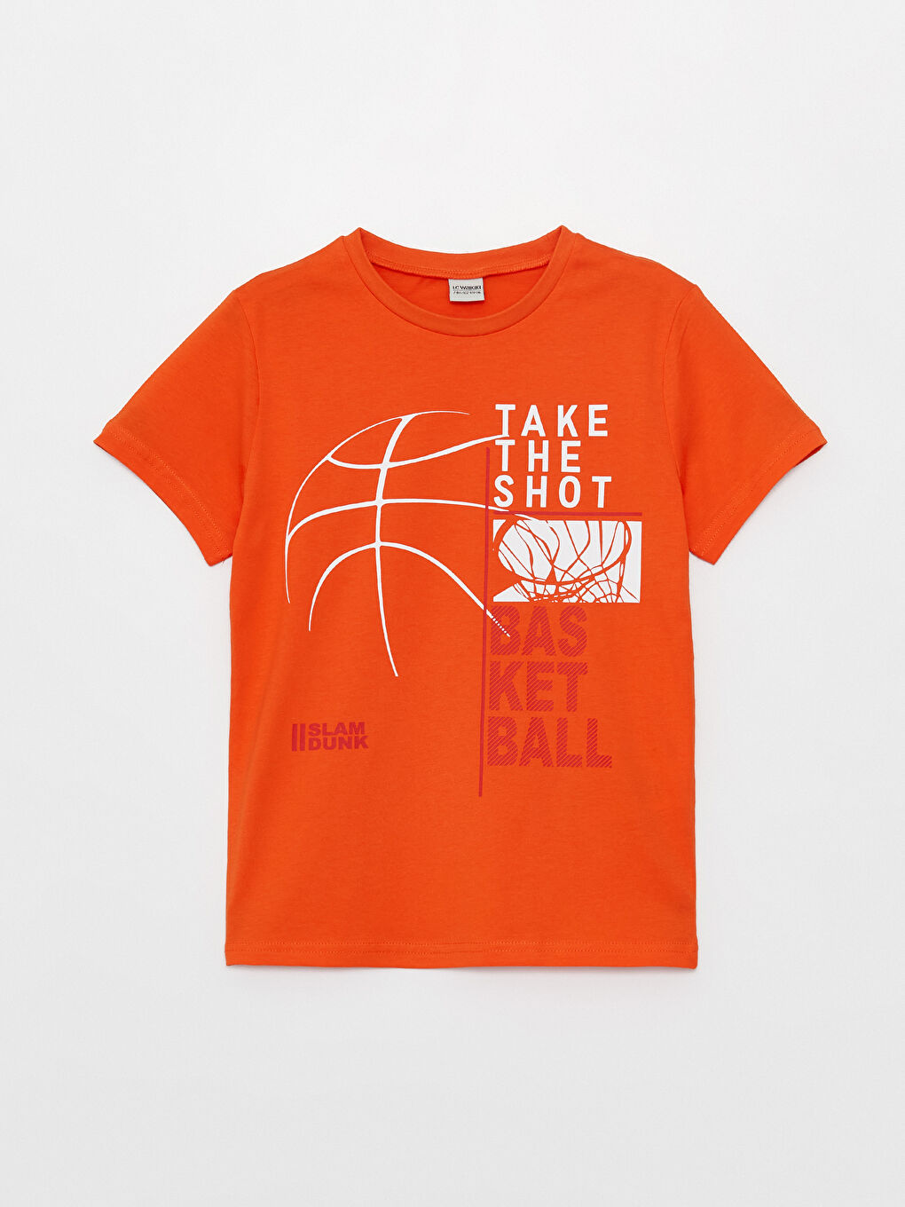 Turuncu Bisiklet Yaka Baskılı Kısa Kollu Erkek Çocuk Tişört