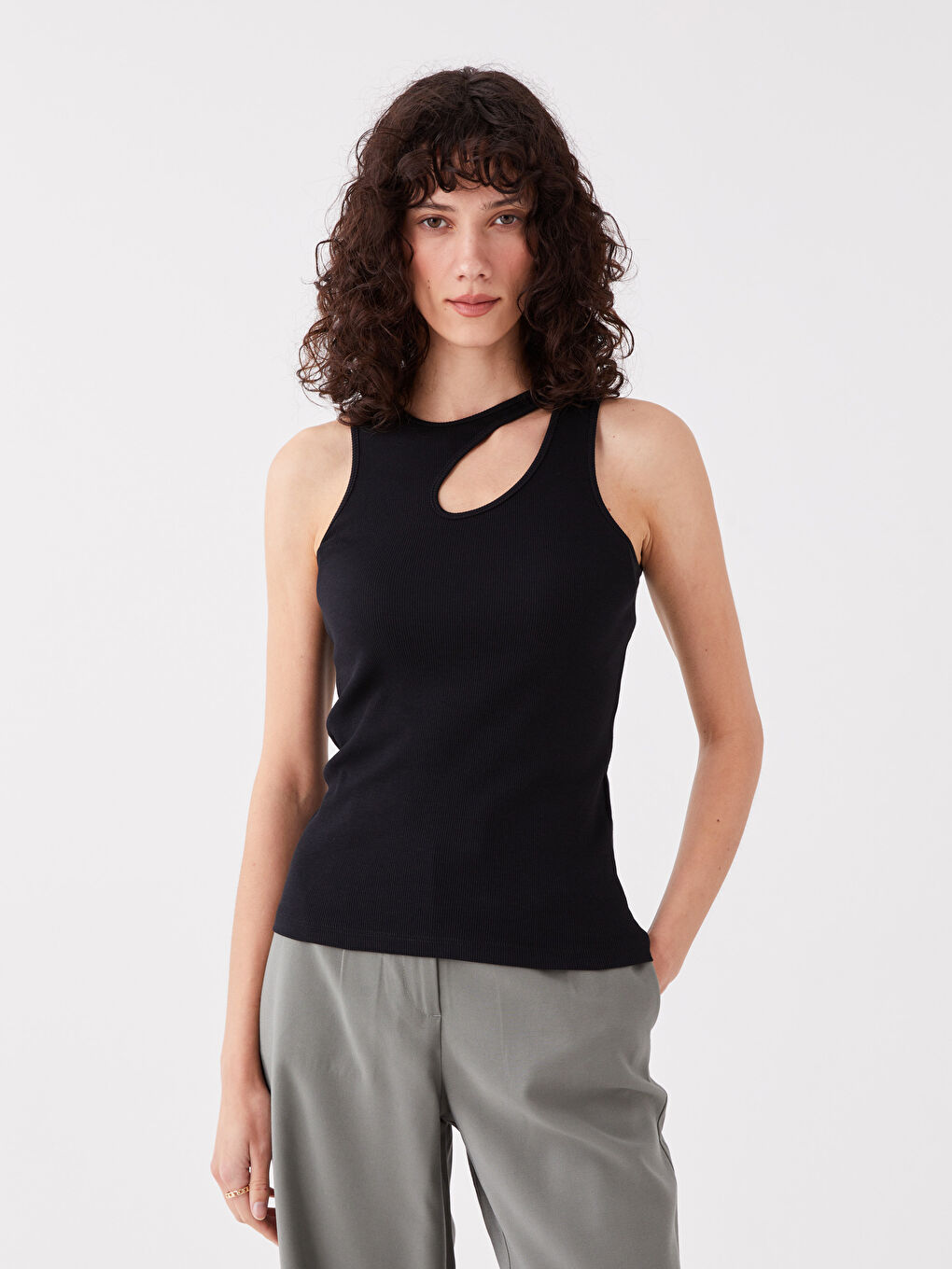 Siyah Kadın Bisiklet Yaka Düz Bluz