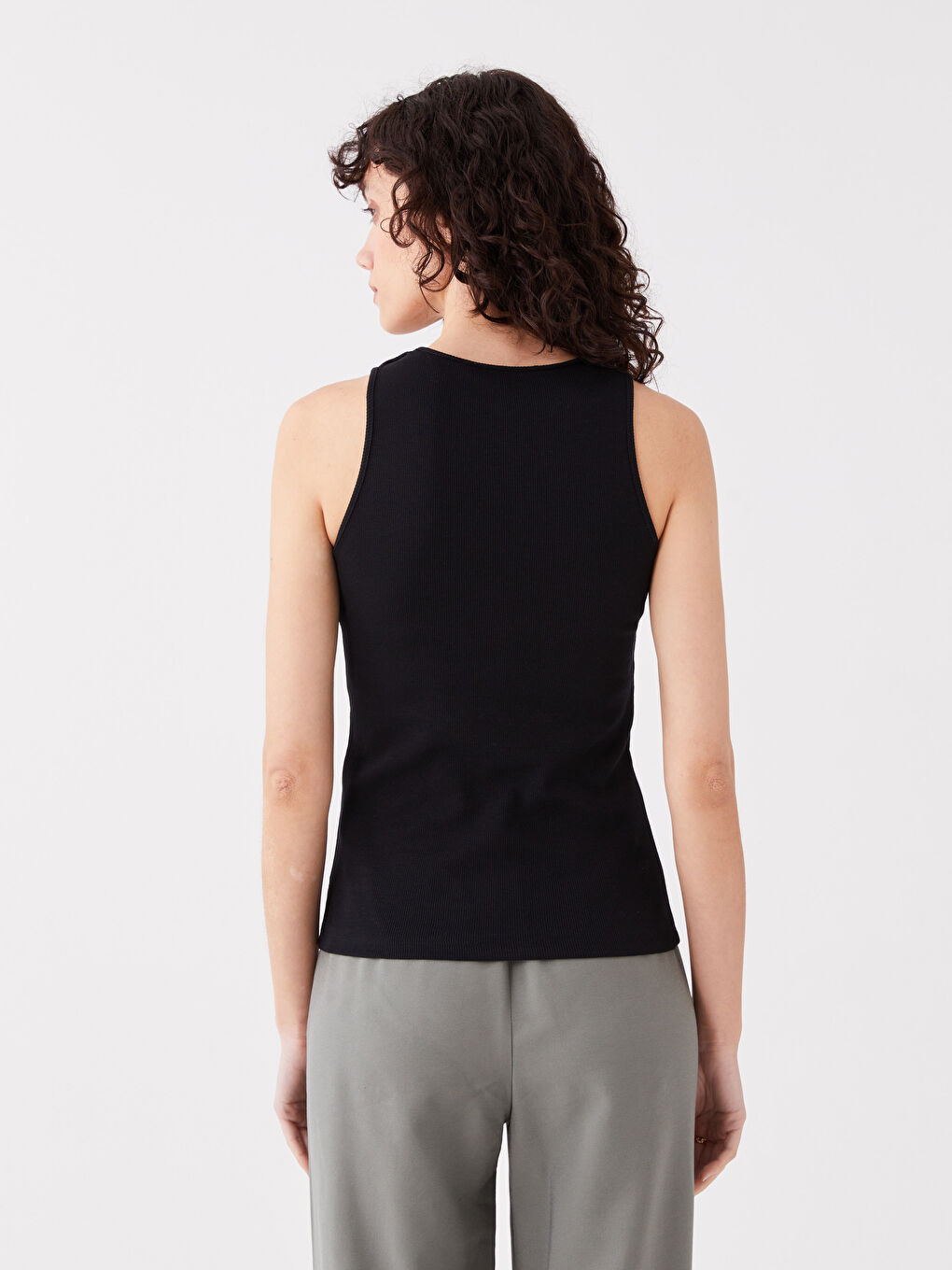 Siyah Kadın Bisiklet Yaka Düz Bluz-4