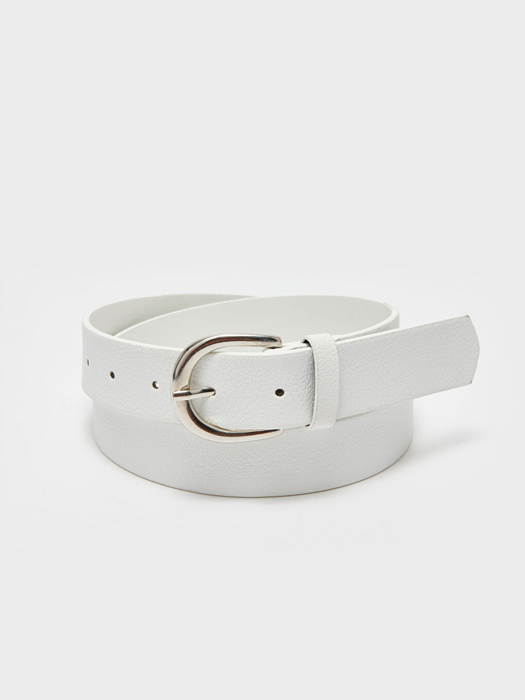 Beyaz Deri Görünümlü Kadın Kemer