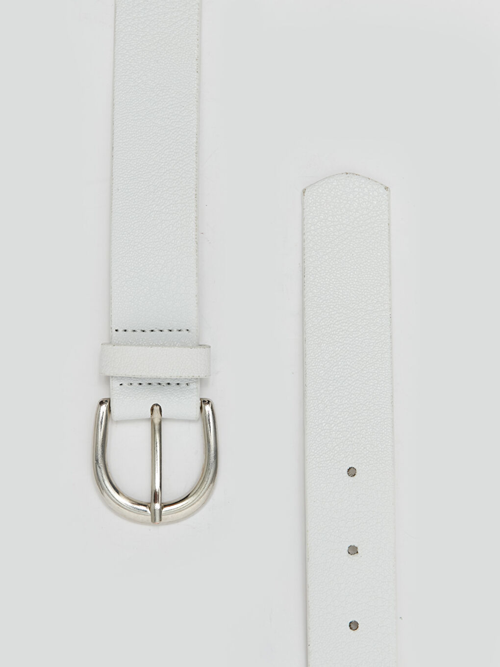 Beyaz Deri Görünümlü Kadın Kemer-2