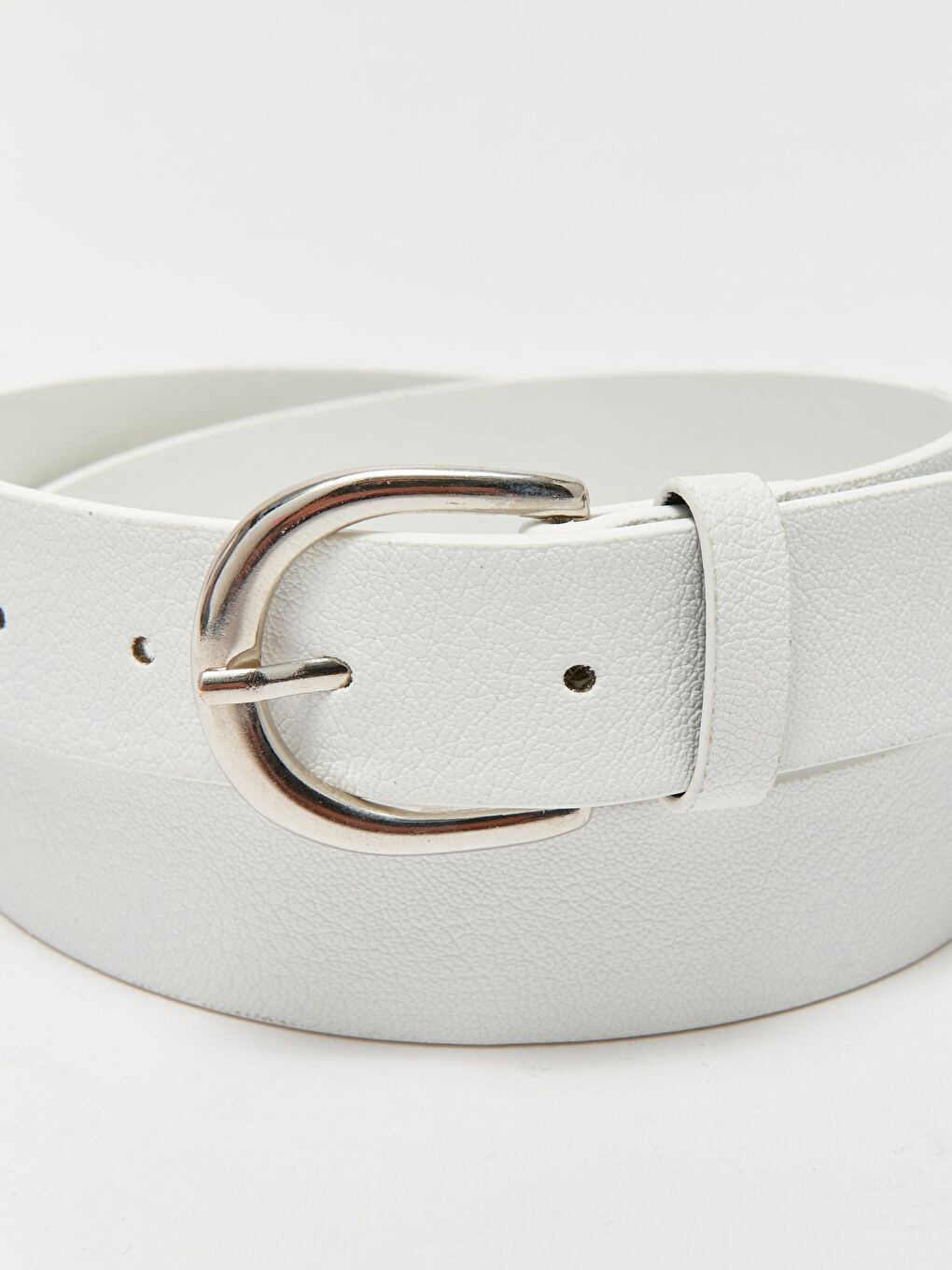 Beyaz Deri Görünümlü Kadın Kemer-3