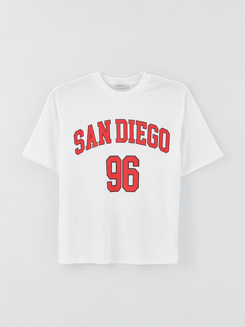 әйелдерге арналған принтті қысқа жең дөңгелек жағалы оверсайз футболка-5