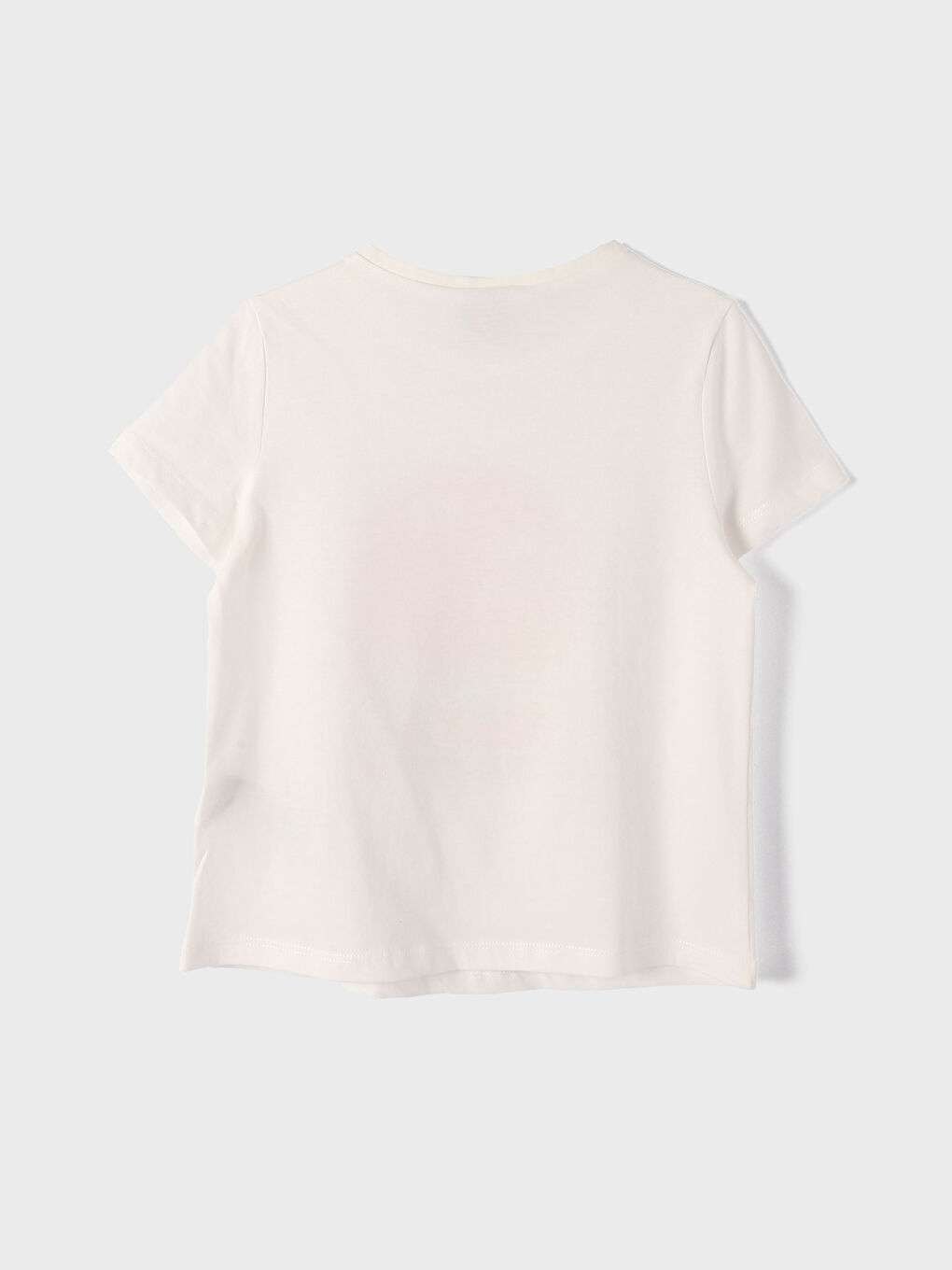 تيشيرت للبنات بياقة دائرية مطبوع كم قصير-1