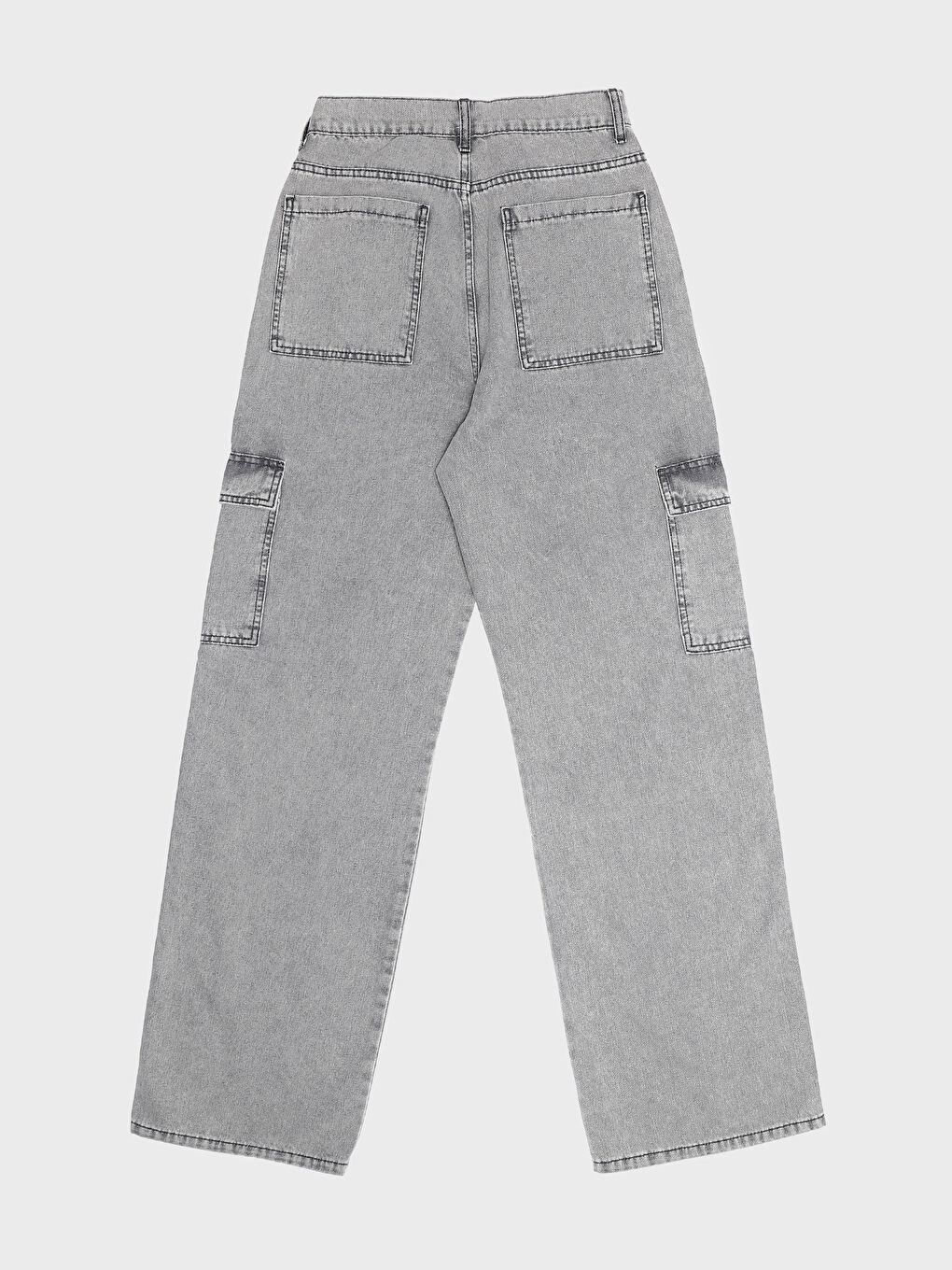 High Waisted Women's Jean Cargo Pants-1
