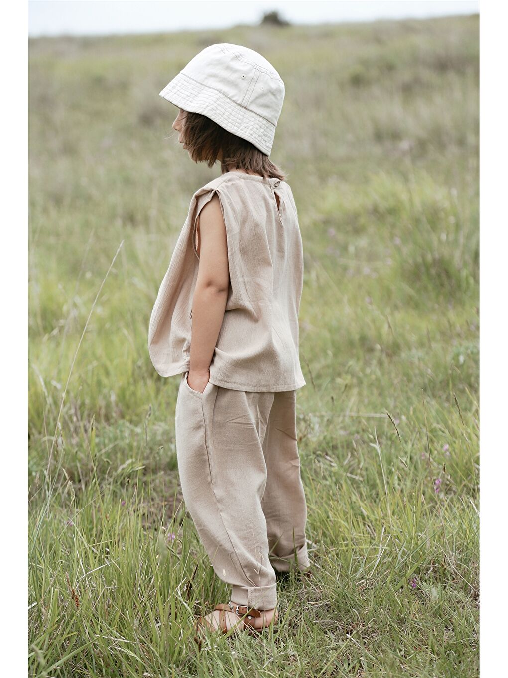 Bej Unisex Bebek Tişört ve Pantolon 2'li Takım-2