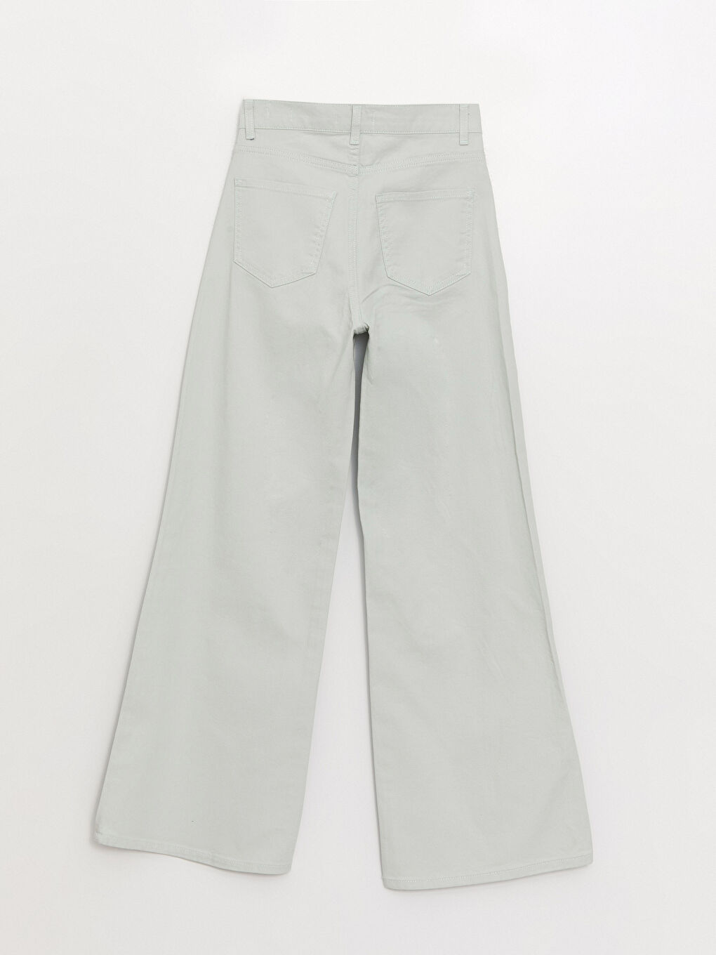 Yeşil Yüksek Bel Wideleg Kadın Jean Pantolon-6