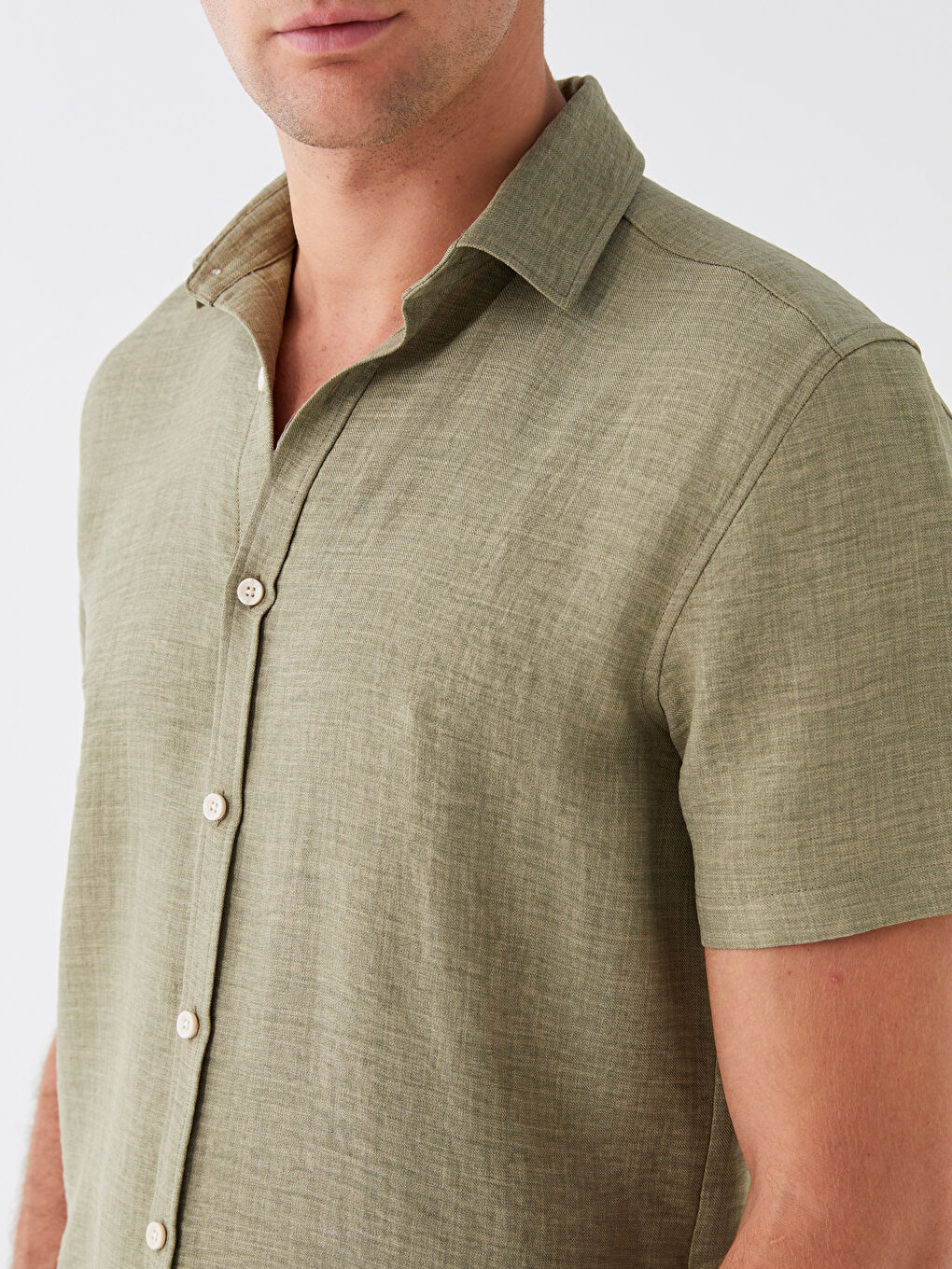 Yeşil Regular Fit Kısa Kollu Erkek Gömlek-3