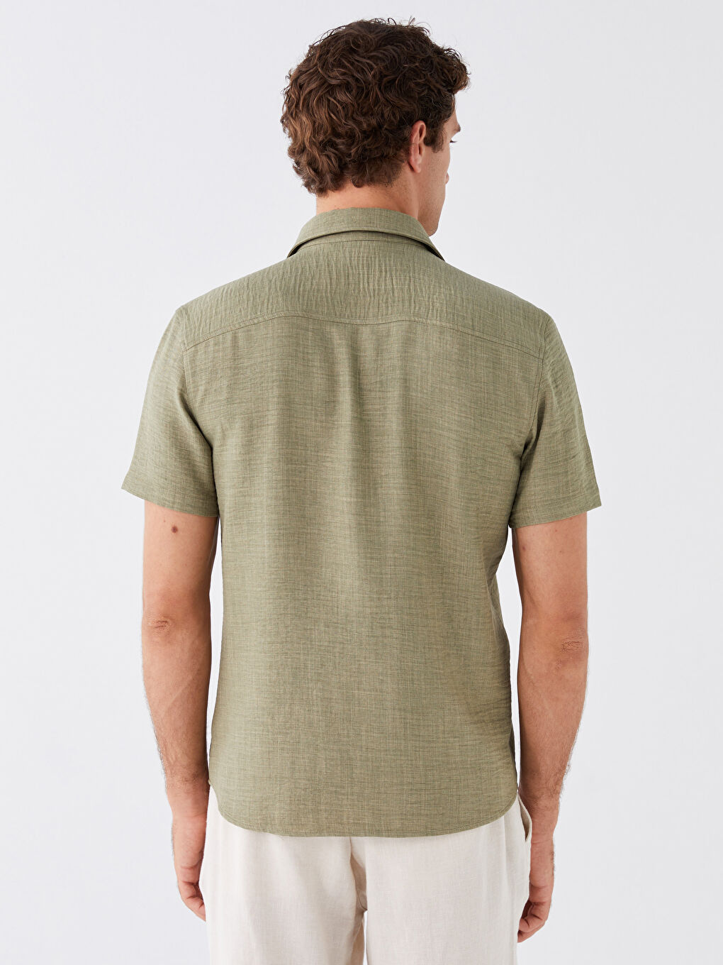 Yeşil Regular Fit Kısa Kollu Erkek Gömlek-4