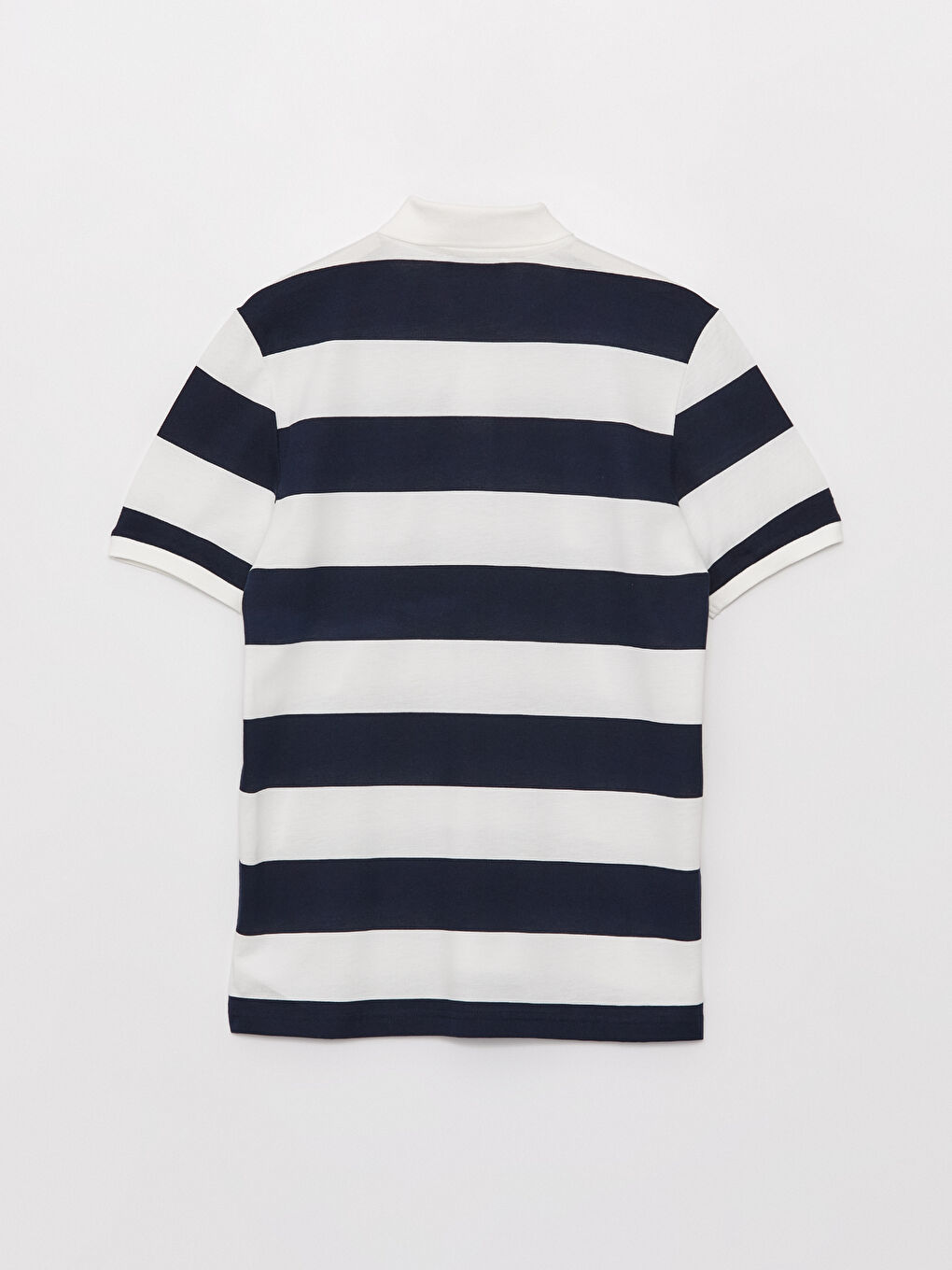 Lacivert Polo Yaka Kısa Kollu Renk Bloklu Pike Erkek Tişört-6