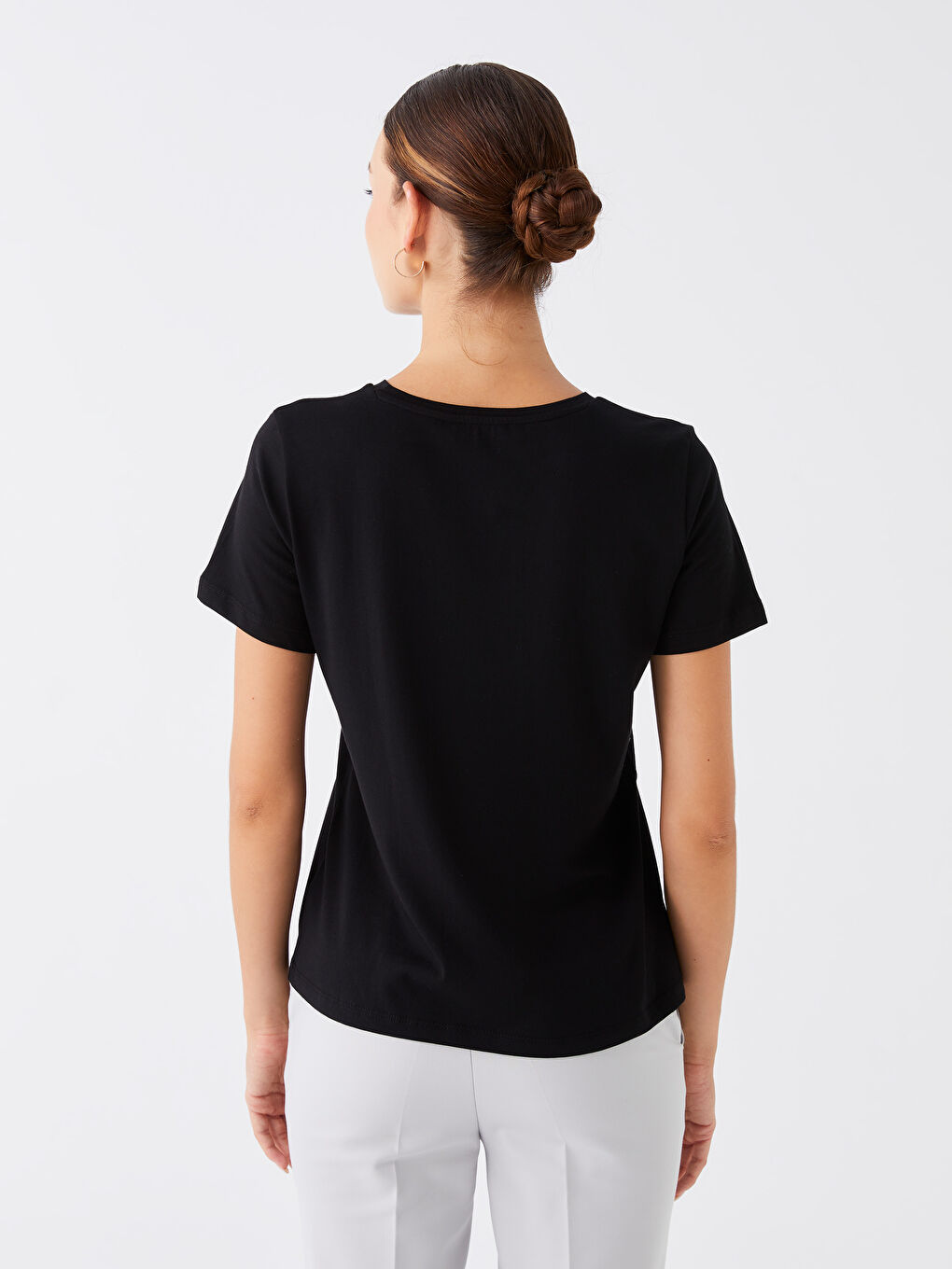 Crew Neck Printed Short Sleeve Women's T-Shirt-4