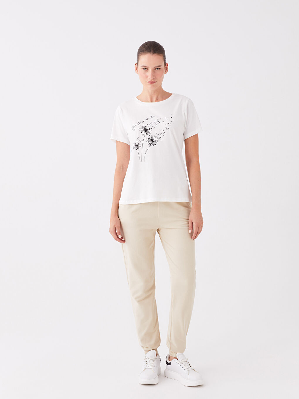 Crew Neck Printed Short Sleeve Women's T-Shirt-2