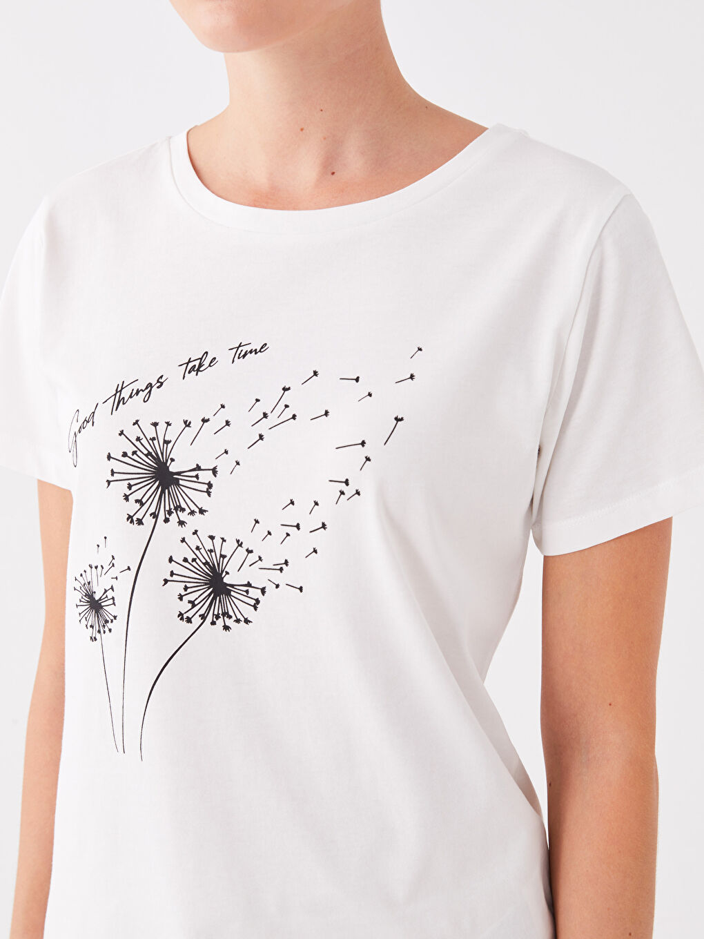 Crew Neck Printed Short Sleeve Women's T-Shirt-3