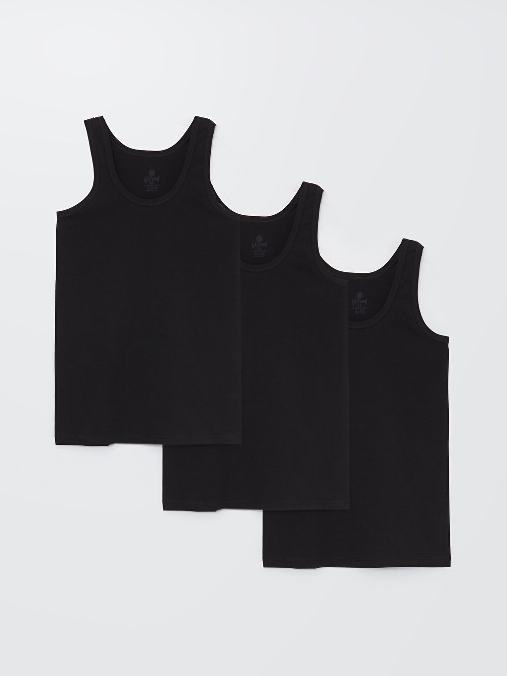 Siyah Dar Kalıp Bisiklet Yaka Penye Erkek Atlet 3'lü