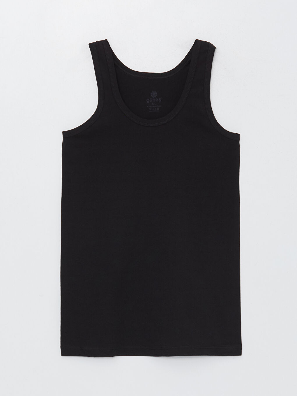 Siyah Dar Kalıp Bisiklet Yaka Penye Erkek Atlet 3'lü-1