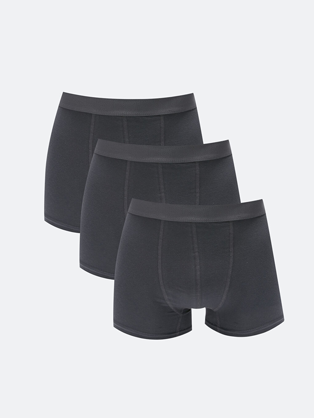 Gri Dar Kalıp Esnek Kumaş Erkek Boxer 3'lü