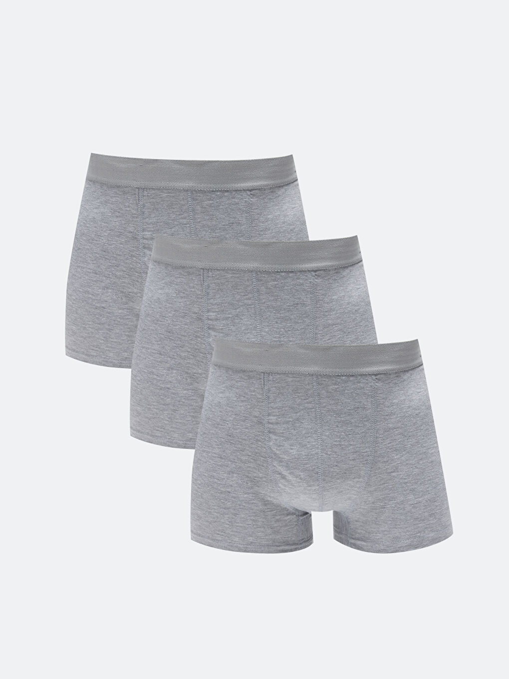 Gri Dar Kalıp Esnek Kumaş Erkek Boxer 3'lü
