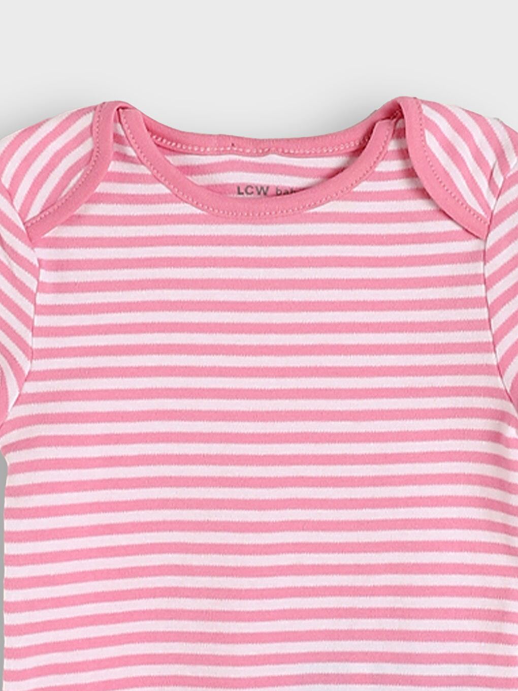 بدلة جسم للبنات الرضع مخططة بزر ضغط - مجموعة من قطعتين-2