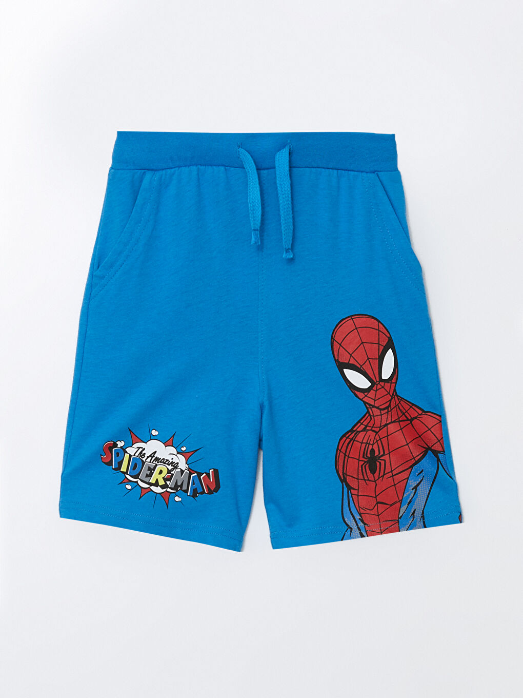 Mavi Beli Lastikli Spider-Man Baskılı Erkek Çocuk Şort