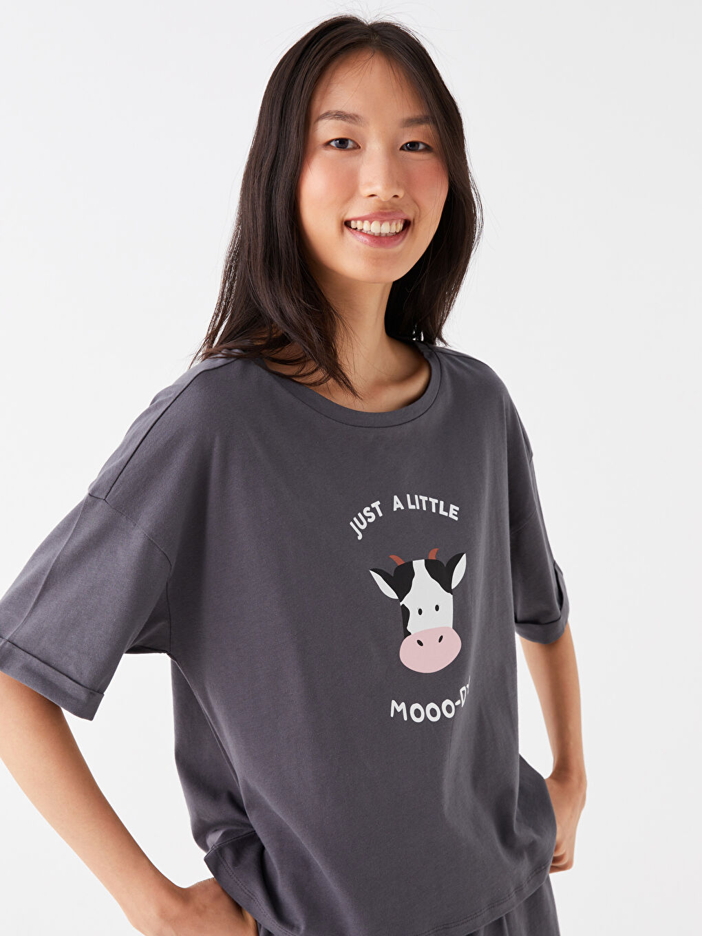 Crew Neck Printed Short Sleeve Women's Short Pyjamas Set -S3KI00Z8-HLC