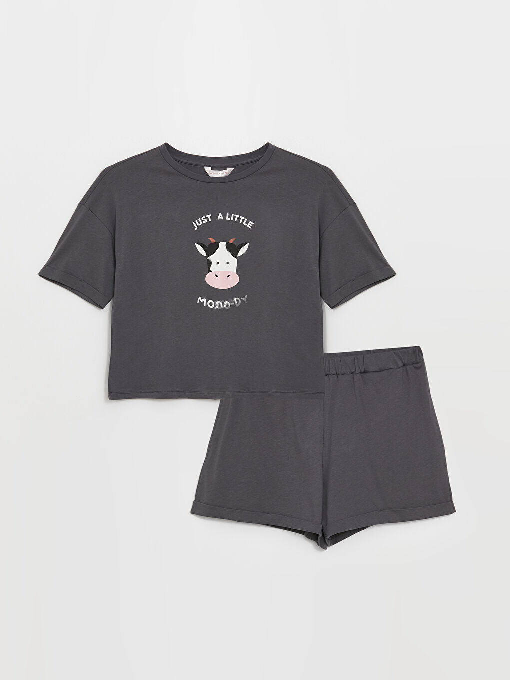 Crew Neck Printed Short Sleeve Women's Short Pyjamas Set -S3KI00Z8-HLC