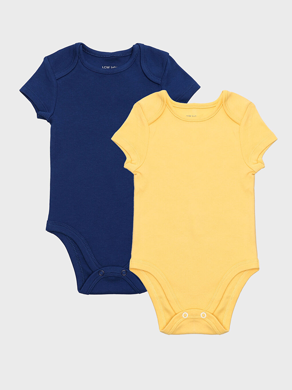 Crew Neck Basic Baby Boy Snap Snap Bodysuit 2 Pack