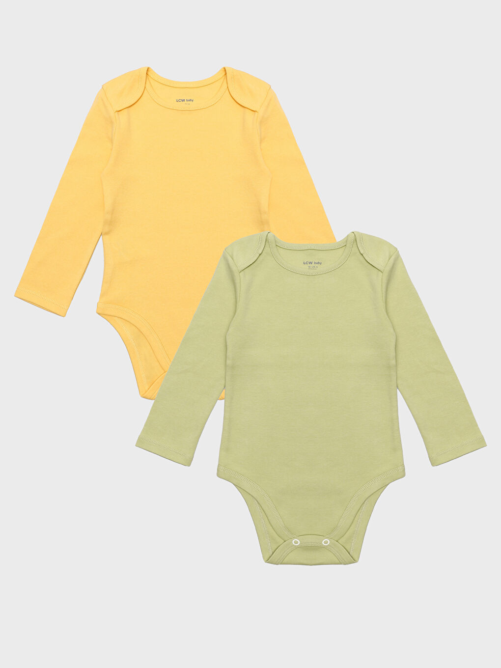 Crew Neck Long Sleeve Basic Baby Boy Snap Snap Bodysuit 2 Pack